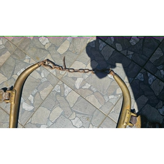 19th-century brass horse collar (harness), signed, Dimensions: height of each 86.5 cm, width 22 cm, depth 4 cm.
