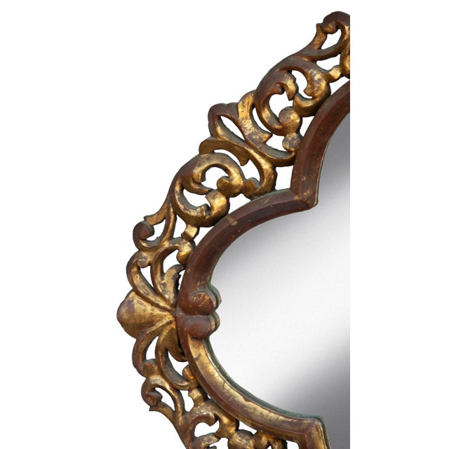 Mid 20th Century Wood Carved & Gilt Quatrefoil Framed Mirror For Sale - Image 4 of 8