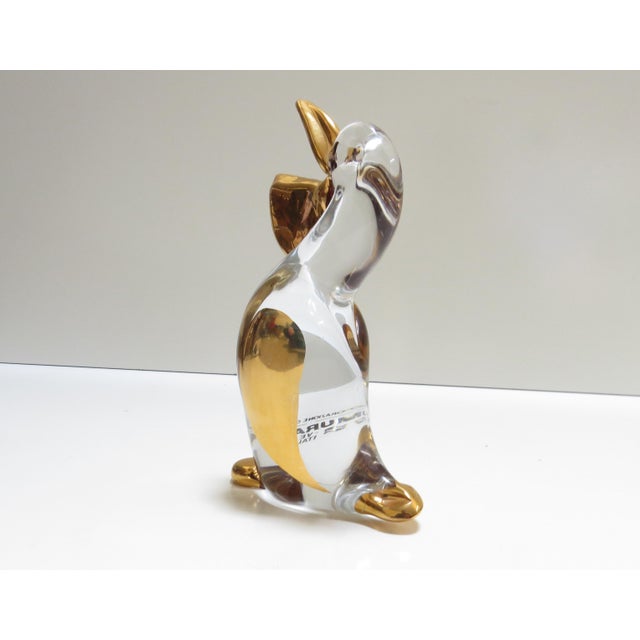 1960s Vintage Murano Gold Infused Clear Glass Sculpture of a Pelican For Sale - Image 5 of 9