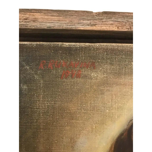 Portrait of Boy in Blue Argyle Sweater Oil Painting by Robert Rukavina For Sale - Image 12 of 13