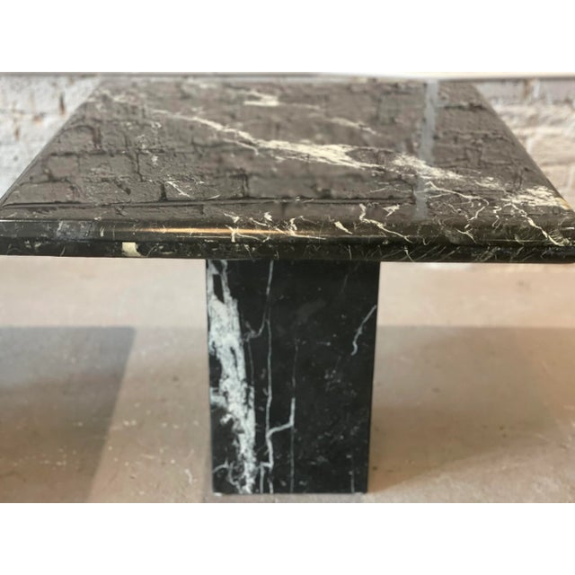 1980s Vintage Nero Marquina Black Marble Postmodern Side Tables - A Pair For Sale - Image 9 of 11