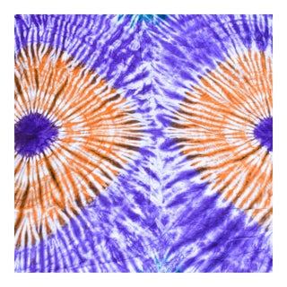 Early 20th Century Yoruba Tie-Dyed Textile Orange, Purple and Green Nigeria 87x76 inch For Sale