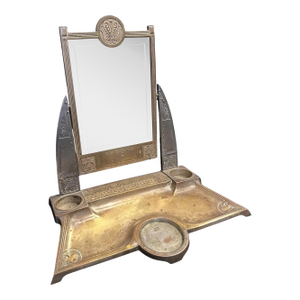 Early 1900s Art Nouveau Silver Plated Table Vanity Mirror by w.m.f.