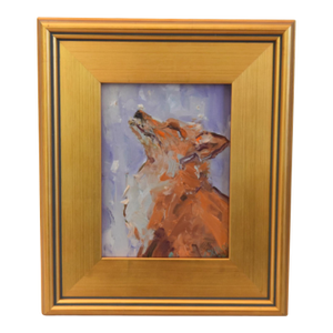 Impressionist Red Fox Oil Painting Including the Antiqued Gold Wood Frame