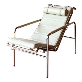 1990s Attributed to Gabriele Mucchi Genni Chrome and Bone Leather Lounge Chair for Zanotta For Sale