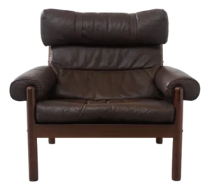 Mid-Century Danish Leather Lounge Chair in the style of Norell, 1960s