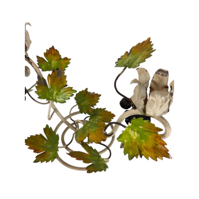 Tuscan Pair of Vintage Tole Grapevine Candlesticks For Sale - Image 3 of 12