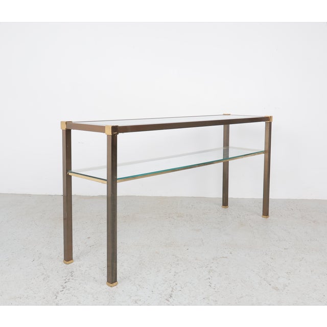 Brass and Glass Console Table, 1970s For Sale - Image 13 of 13