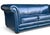 1960s Navy Blue Leather Roll-Arm Sofa With Brass Nailhead Trim and Wooden Bun Feet For Sale - Image 4 of 12