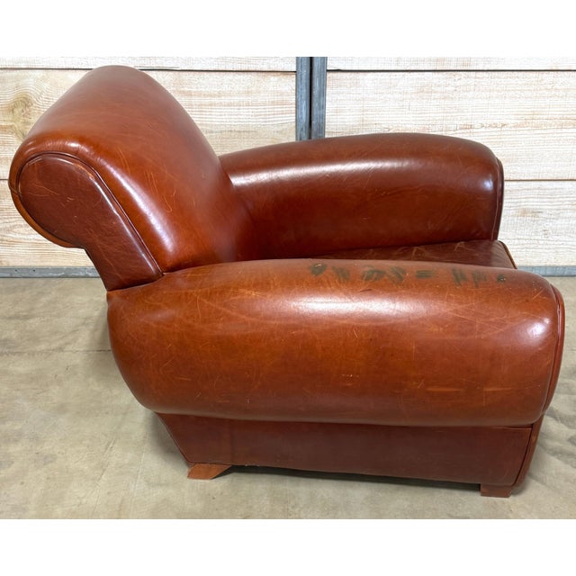 Oversized French Modern Leather Club Chair, France, Circa 1960s For Sale - Image 15 of 18