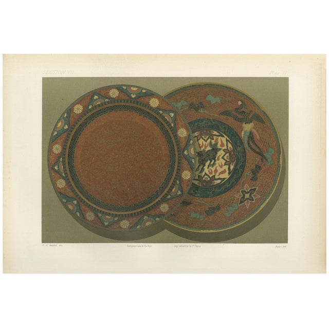 Decorative Plates with Japanese Ornamental and Mythical Themes, 1884, Paper For Sale