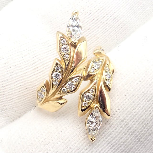 Gold Tiffany & Co. Yellow Gold Diamond Victoria Vine Bypass Ring For Sale - Image 8 of 9