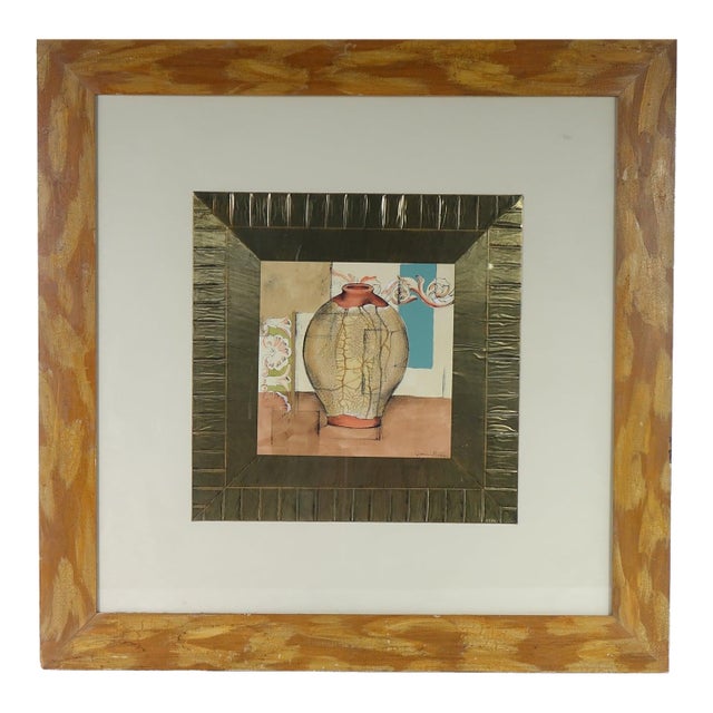 Late 20th Century Still Life Large Print of an Original Mixed Media Piece Signed For Sale