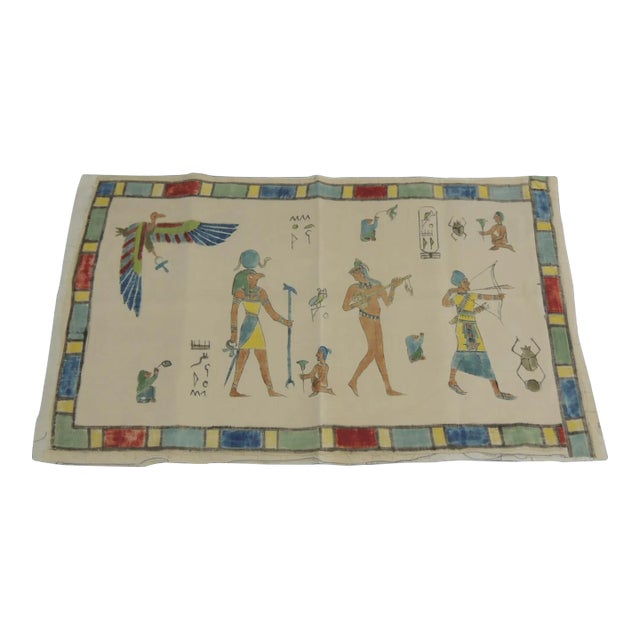 Vintage Green and Red Egyptian Printed Textile For Sale