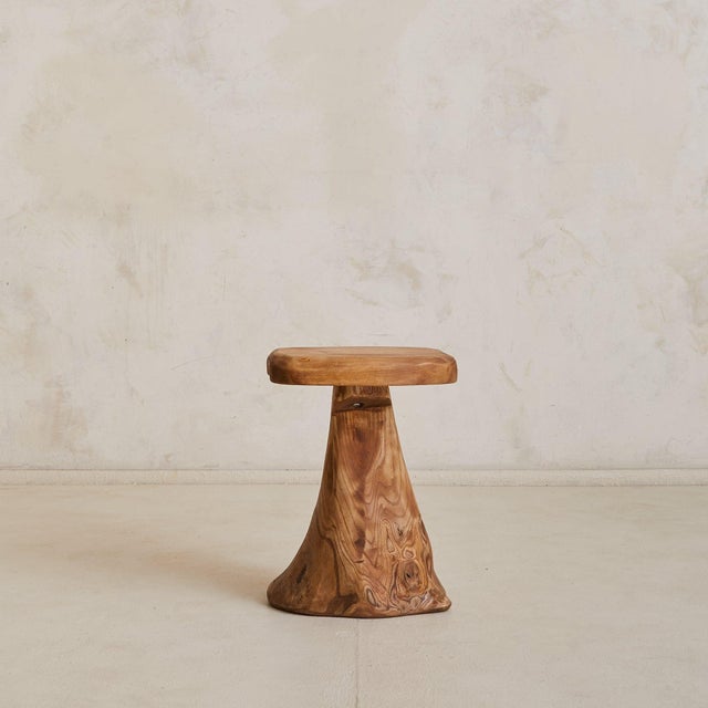 Wood French Brutalist Wood Stool No. 03 by Richard Lecompte, 1970s For Sale - Image 7 of 10