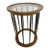 Round Midcentury Modern End Table With Glass Top and Ebonized Wood Spindles For Sale