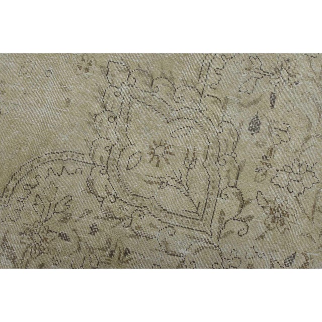 Tabriz Rug 7’5” X 10’8” Beige Wool Vintage Distressed Hand-Knotted Carpet For Sale - Image 4 of 15