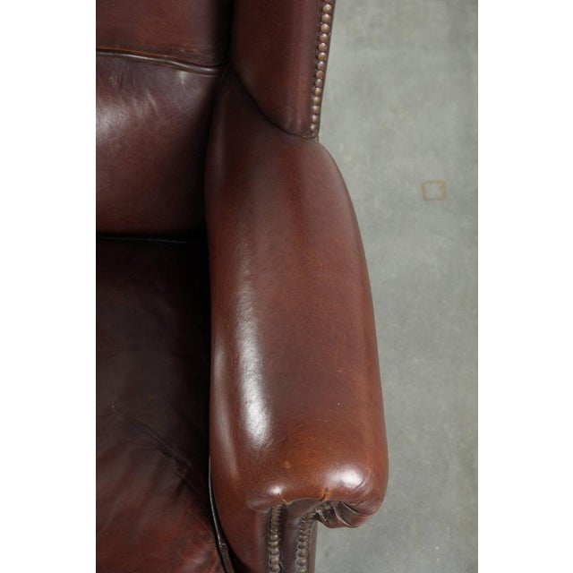 Brown Vintage Sheepskin High Back Armchair For Sale - Image 8 of 13