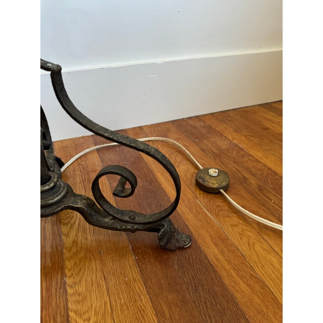 Early 20th Century Rococco Style Wrought Iron Standing Floor Lamps - a Pair For Sale In Philadelphia - Image 6 of 11