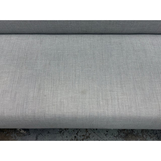 Custom DesignGrey Woven Upholstered Bench With Arms For Sale - Image 11 of 12