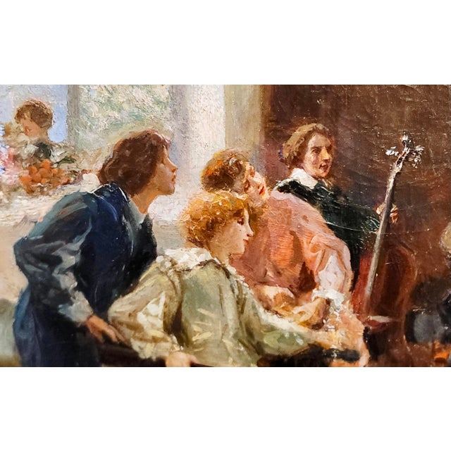 Brown Mario Spinetti -a Private Concert for the Aristocratic Lady-19th Century Oil Painting For Sale - Image 8 of 12