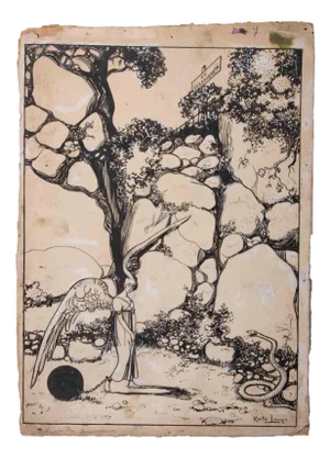 Gabriele Galantara, The Angel, Ink & White Lead Drawing, Early 20th Century