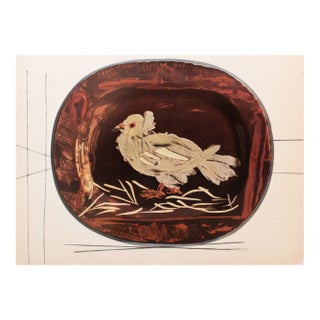 1955 Vintage Print of Picasso's Ceramic Platter, "Dove" For Sale