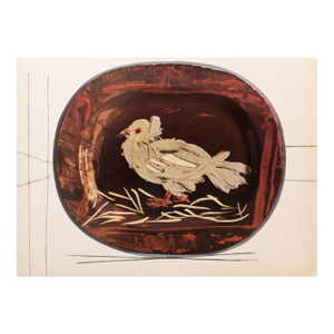 1955 Vintage Print of Picasso's Ceramic Platter, "Dove"