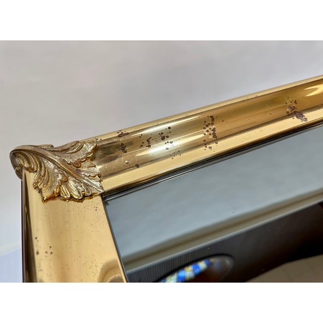 Neo-Classical Console Table with Mirrored Top, Brass Decor and Lacquer Finish from Mariner 1893, Spain, 1970s For Sale - Image 6 of 18