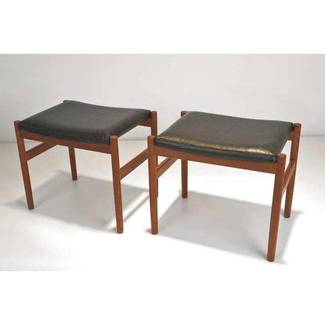 Wood Set of Ottomans in Teak by Hugo Frandsen for Spøettrup Stolefabrik, Denmark, 1960s For Sale - Image 7 of 11