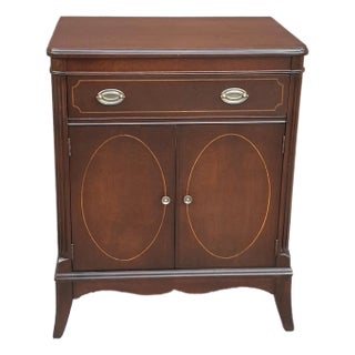 1930s Refinished Federal Style Mahogany Side Table With Sheet Music Cabinet For Sale