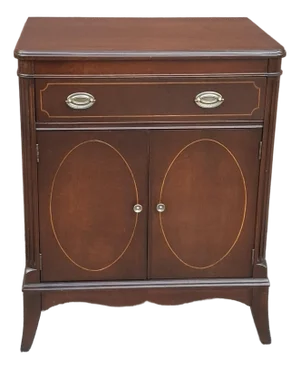 1930s Refinished Federal Style Mahogany Side Table With Sheet Music Cabinet