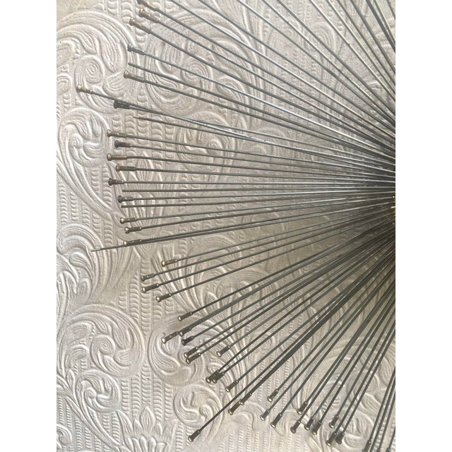 Silver 1960s Vintage Mid-Century Curtis Jere Handmade Bike Spokes Sunburst For Sale - Image 8 of 12