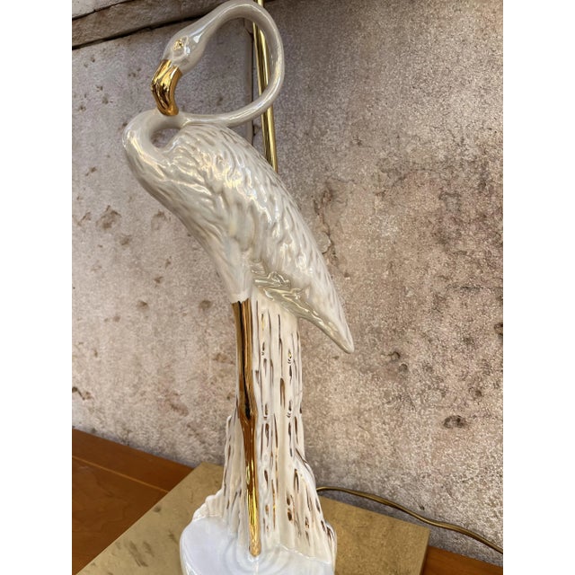 Metal Art Deco Ceramic and Brass Lamp, 1930s For Sale - Image 7 of 9