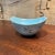 AMBIANIC presents Vintage art pottery bowl baby blue. Hand decorated blue shades Signed Bea Grant 1965. Made in the USA....