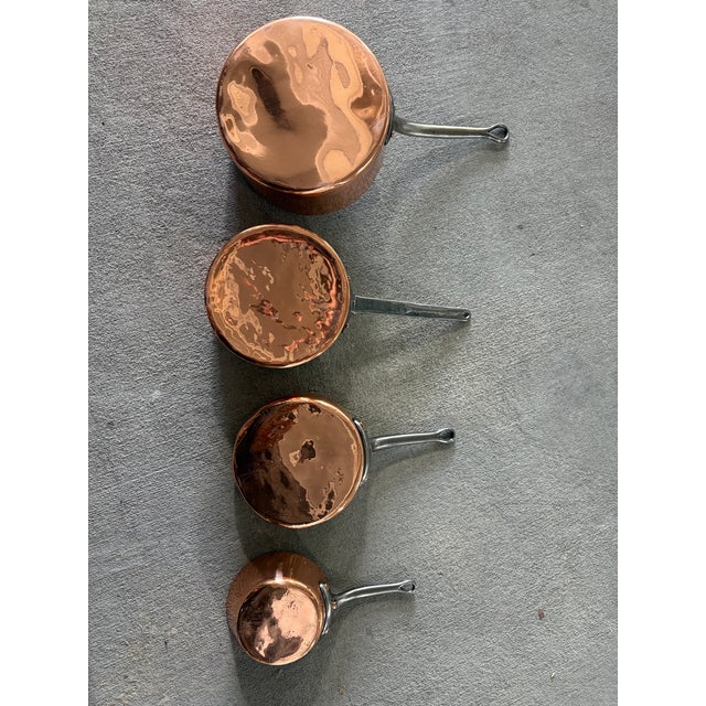 Metal Set of French Four Copper Pots in Different Sizes, 19th Century For Sale - Image 7 of 10