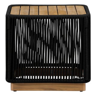 Alpine Teak Collection Rope Design End Table - Black For Sale