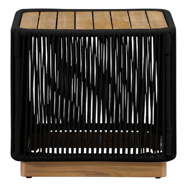 Alpine Teak Collection Rope Design End Table - Black For Sale