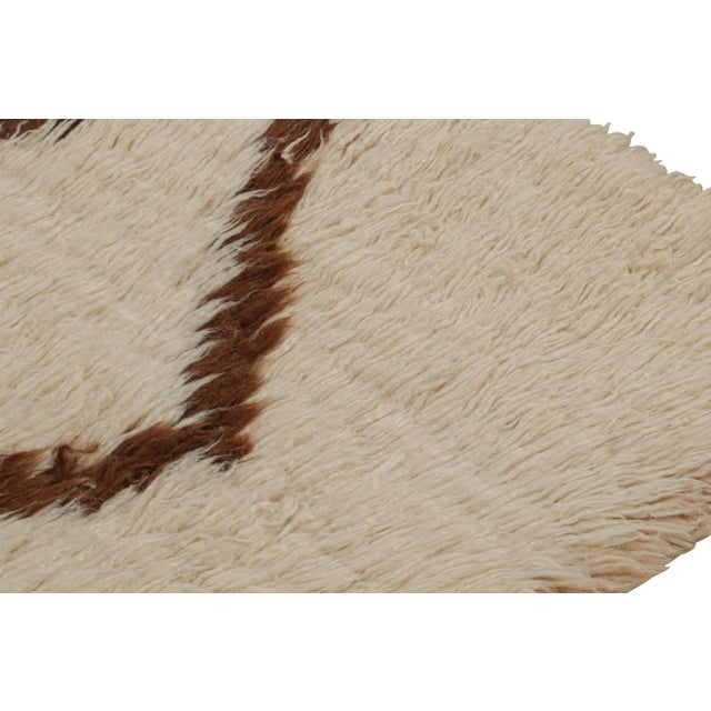 Rug & Kilim Vintage Moroccan Runner Rug in Beige With Brown Diamond Pattern From Rug & Kilim For Sale - Image 4 of 7