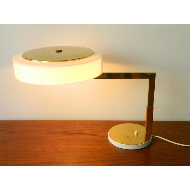 This exceptional Austrian desk lamp with adjustable acrylic shade and leather handle was designed and manufactured in the...