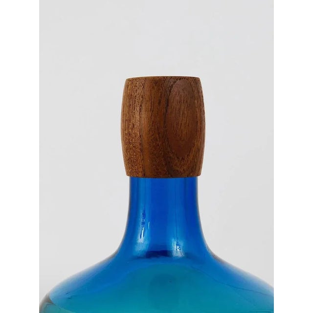Aqua Swedish Tropico Carafe Bottle by Göran Wärff for Pukeberg, 1960s For Sale - Image 8 of 10