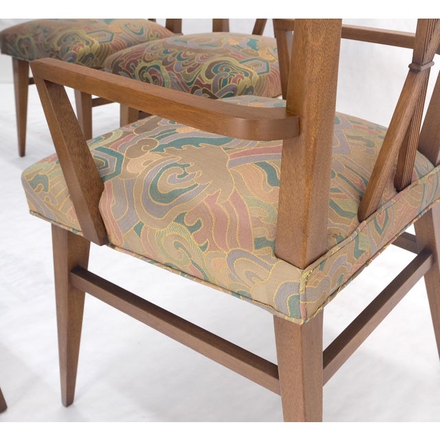 Set of 6 Tommy Parzinger Light Walnut Dining Chairs Lenor Larsen Upholstery MINT!