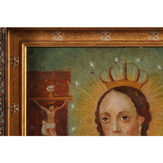 Mexican Saint Hedwig, Oil on Tin, 19th Century For Sale - Image 3 of 11