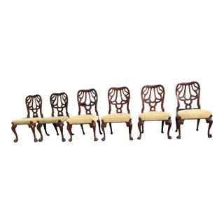 Late 19th Century Set of 6 Carved Mahogany Dining Chairs For Sale