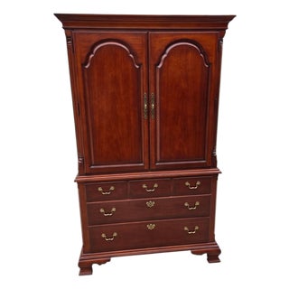 1990s Thomasville Collectors Cherry Dresser High Chest on Chest Armoire Wardrobe For Sale