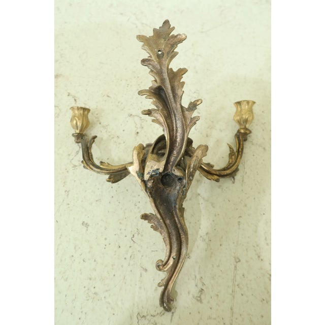 Bronze French Louis XV Style Bronze Candelabras - a Pair For Sale - Image 8 of 9