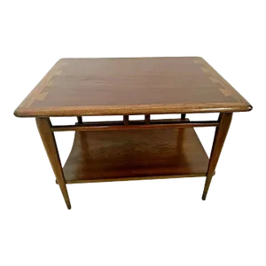 1970s Mid Century Modern Lane Side Table Dark Walnut With Bottom Shelf