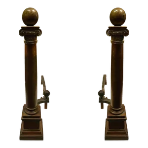 Antique Federal Style Bronze Andirons - a Pair