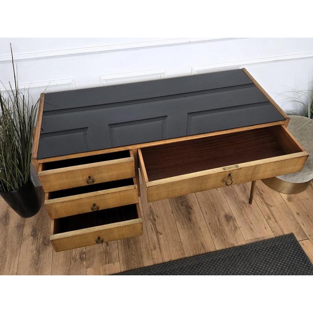 Metal Italian Art Deco Walnut Burl and Glass Desk, 1940s For Sale - Image 7 of 10