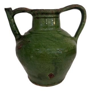 Antique Provençal Vase in Emerald Green Glaze, 1890s For Sale